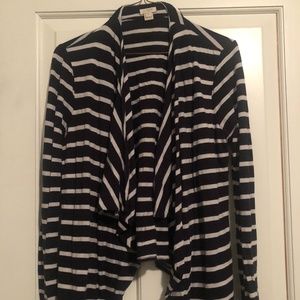 J. Crew Black and White Striped Cardigan, sz M $30